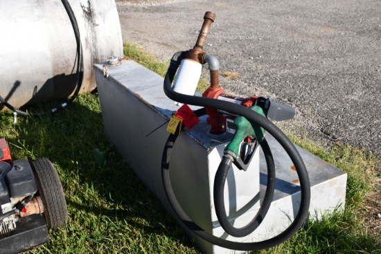 L Shaped Fuel Tank, Approx. 80gal, With Filrite 20GPM Pump and Auto Nozzle With Filter