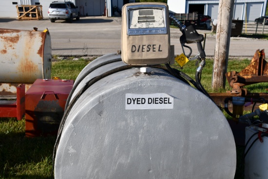 560 Gallon Fuel Tank, 120v pump, Automatic Nozzle, Silver In Color, Red Fuel