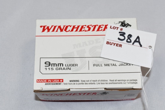 1 Box - Winchester 9mm 115 gr. FMJ; 100 Rds./Box