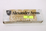 TWENTY (20) ROUNDS ALEXANDER ARMS 50 BEOWULF AMMO, 335 HP RAINIER