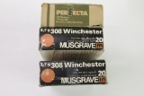 FIFTY FOUR (54) ROUNDS ASST. MUSGRAVE & PERFECTA, .308 WIN AMMO