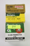 EIGHTY (80) ROUNDS REMINGTON & FEDERAL, 22-250 REM AMMO