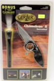 GERBER CHAMELON II SERRATED KNIFE W/ FLASHLIGHT