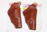 TWO (2) THE HUNTER COMPANY MODEL 1145-1535, S&W GOVERNOR, 45-410 LEATHER HOLSTERS