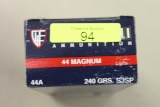 FIFTY (50) ROUNDS FIOCCHI 44 MAGNUM, 240 GR SJSP