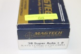 FIFTY (50) ROUNDS MAGTECH 38 SUPER AUTO (+P) AMMO, 130 GR FMJ