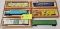 LOT OF SIX (6) TYCO HO SCALE REEFERS, HOPPERS AND BOXCARS W/ BOXES