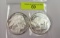 TWO (2) .999 SILVER TROY OUNCE INDIAN & BUFFALO ROUNDS