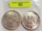 TWO (2) 1922 SILVER PEACE DOLLARS