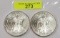 TWO (2) 2014 BU AMERICAN SILVER EAGLES