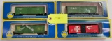 LOT OF FOUR (4) AHM HO SCALE BOX CARS, IN ORIGINAL BOXES