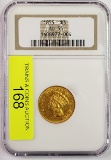 NGC GRADED AU55, 1855 $3 GOLD PRINCESS COIN