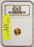NGC GRADED MS64, 1849 $1.00 GOLD LIBERTY COIN