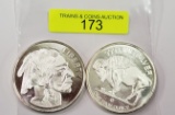 TWO (2) .999 SILVER INDIAN BUFFALO TROY OUNCE ROUNDS