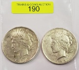 TWO (2) 1922 SILVER PEACE DOLLARS