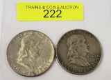 1948 AND 1953 FRANKLIN SILVER HALF DOLLARS