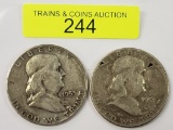 1951 AND 1953 FRANKLIN SILVER HALF DOLLARS