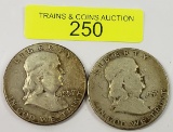 1951 AND 1957 FRANKLIN SILVER HALF DOLLARS