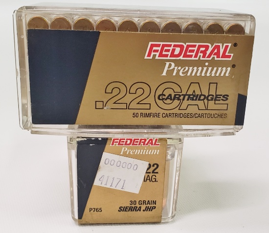 ONE HUNDRED (100) ROUNDS FEDERAL PREMIUM, .22 MAG AMMO