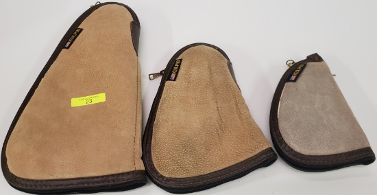 THREE (3) KOLPIN SUEDE PISTOL BAGS OR CASES