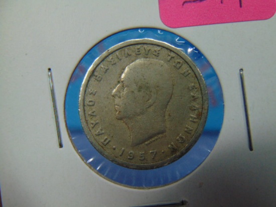 1957 Greece One Drachma Coin
