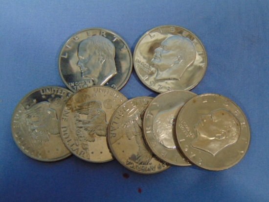 Lot of 7 Eisenhower Ike Proof Clad Dollars - 1973-S