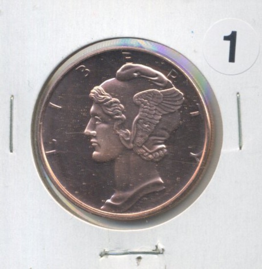 Mercury Head One Ounce .999 Copper Round