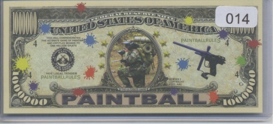 Paintball USA One Million Dollar Novelty Note