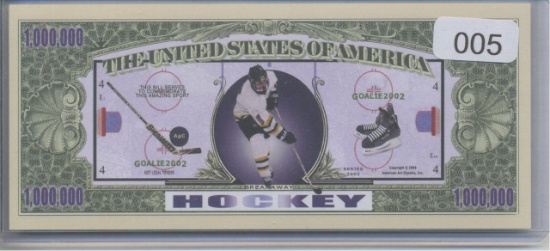 Hockey USA One Million Dollar Novelty Note