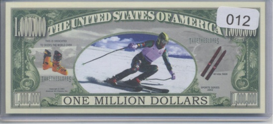 Downhill Skiing USA One Million Dollar Novelty Note