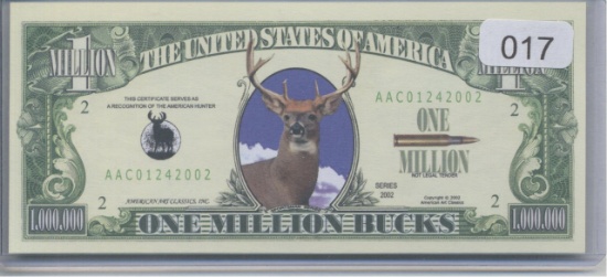 Hunting Buck One Million Dollar Novelty Note