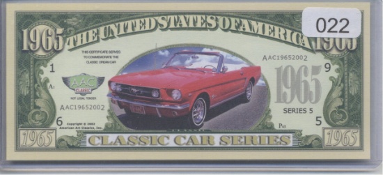 1965 Classic Car Series Mustang Novelty Note