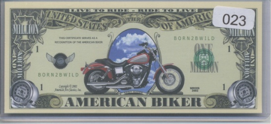 American Biker Easy Rider One Million Dollar Novelty Note