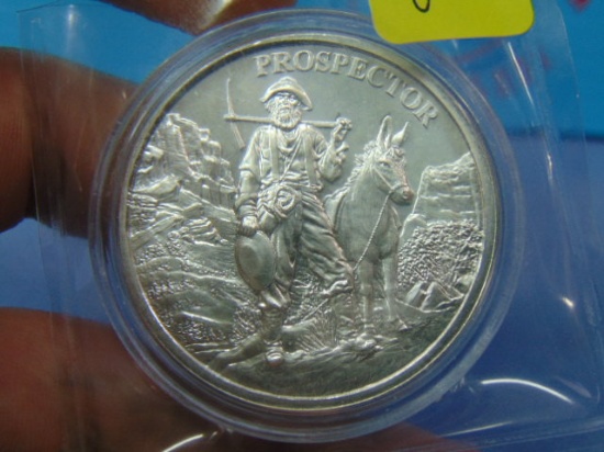 Prospector w/ Burro Silver Bullion Round