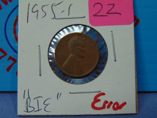 1955-S Wheat Penny - "BIE" Error Coin