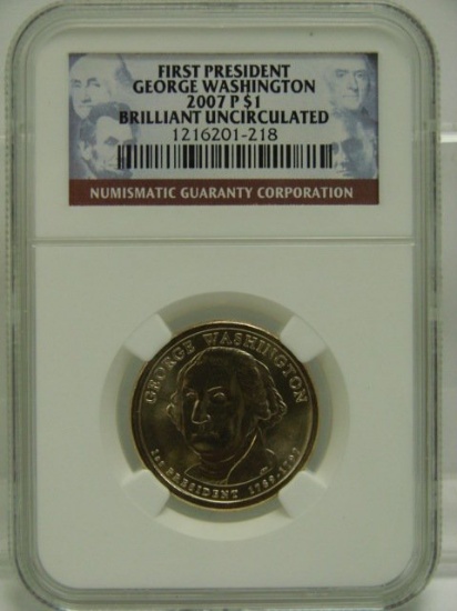 2007 P First President George Washington $1 NGC Brilliant Unc