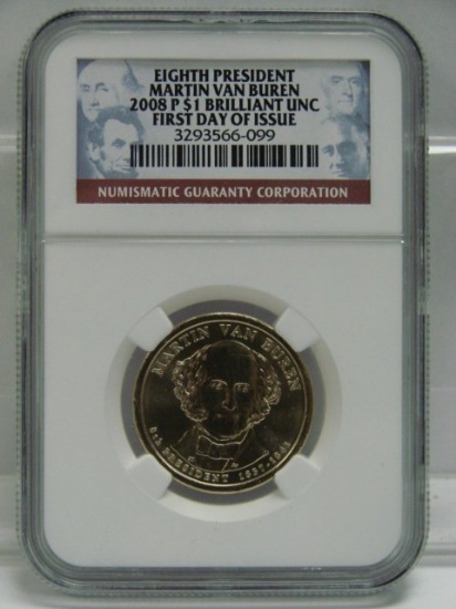 2008 P Eighth President Martin Van Buren $1 NGC Brilliant Unc