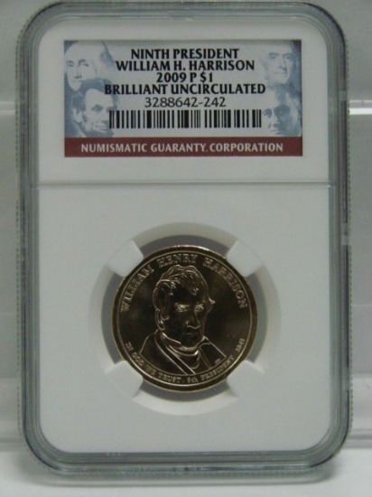 2009 P Ninth President William H Harrison $1 NGC Brilliant Unc