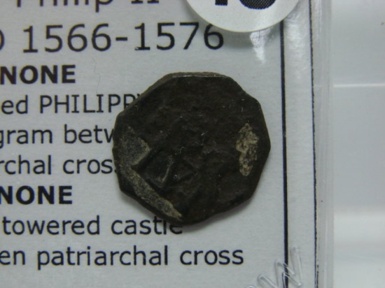 Ancient Spanish Coin Philip II AD 1566-1576 Mint C (Cuenca)
