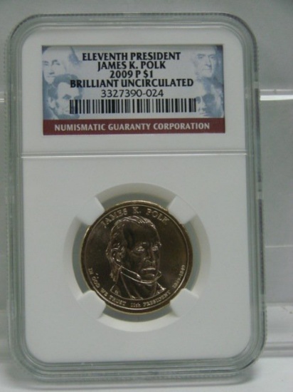 2009 P Eleventh President James K Polk $1 NGC Brilliant Unc