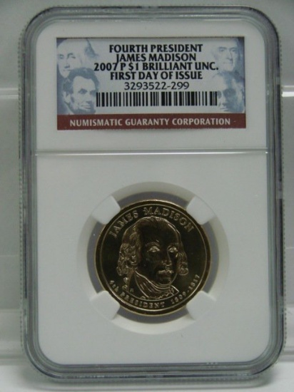 2007 P Forth President James Madison $1 NGC Brilliant Unc