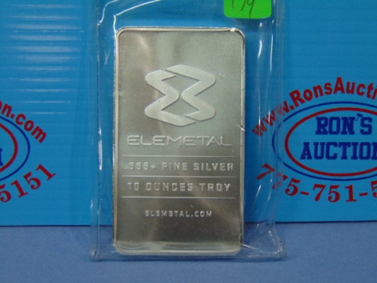 Elemetal Silver Bullion Bar - Ten Troy Ounces