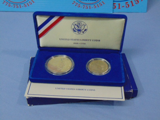 1986-S Liberty Ellis Island Proof Silver Dollar and Half - in OGP
