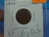 1922 Canada One Cent Coin - XF Key Date