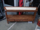 Vintage Wood & Faux Marble Sofa Table