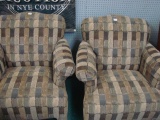 Pair Of Patttern Fabric High-Leg Armchairs