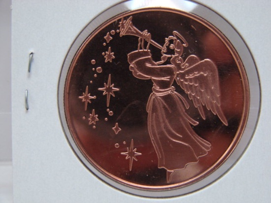 Merry Christmas Angel 1 Oz Copper Art Round