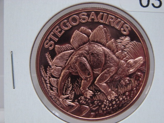 Stegosaurus 1 Oz Copper Art Round