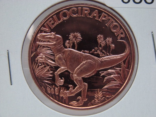 Velociraptor 1 Oz Copper Art Round