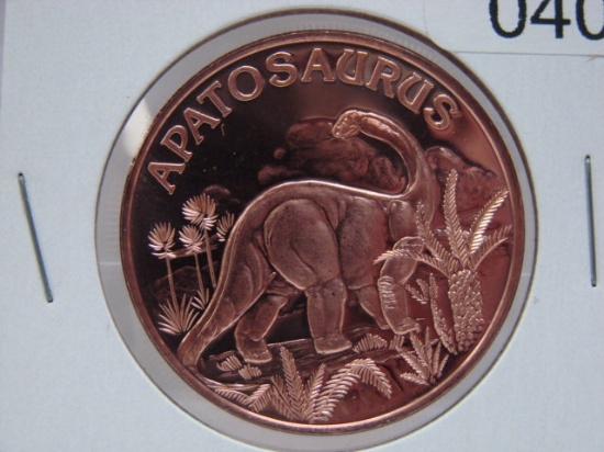 Apatosaurus 1 Oz Copper Art Round